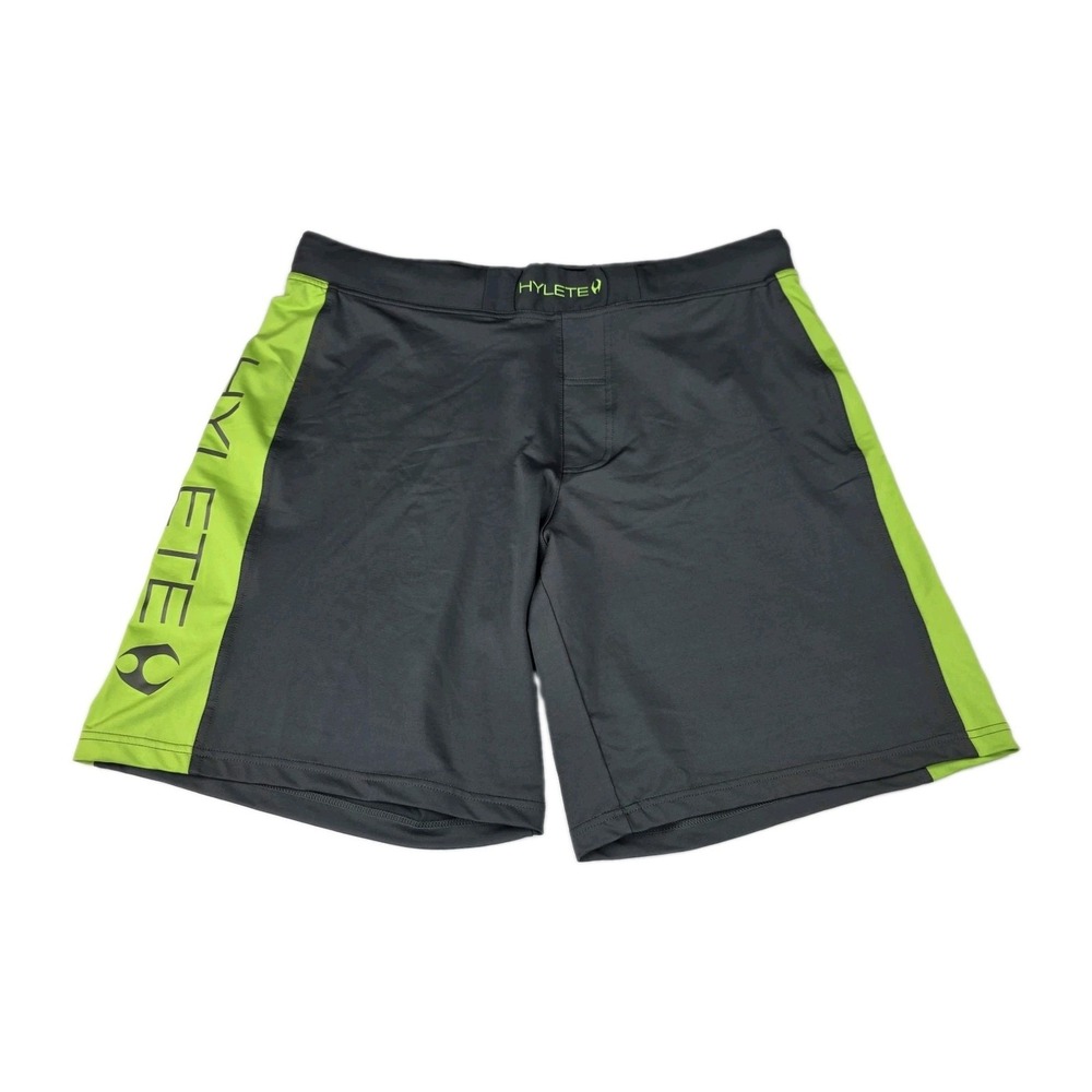 Hylete Shorts Mens Size XL Above Knee Gray Lime Green Athletic Bottoms